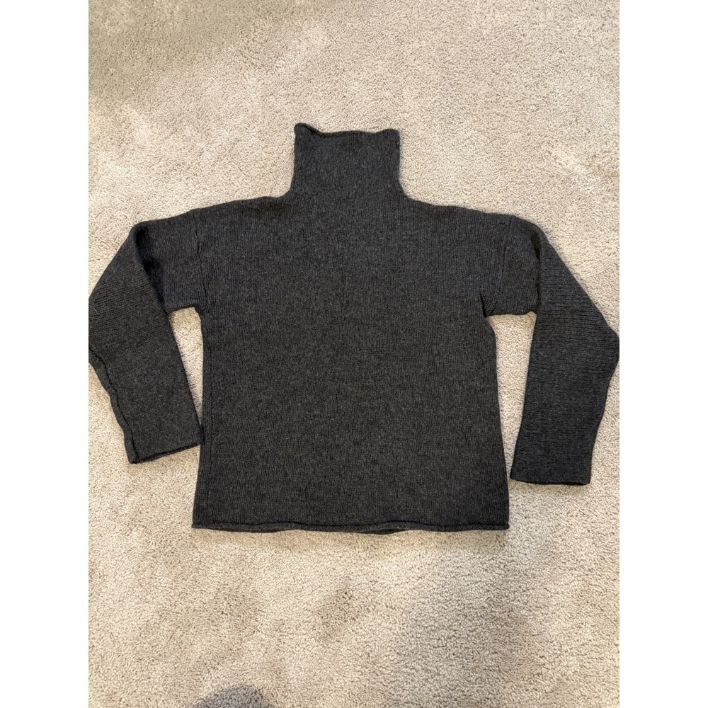 Wool Funnel Neck Sweater Womens M Gray Heritage Granola Preppy Coastal Fisherman